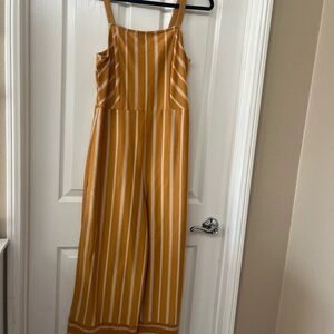 Xhilaration Mustard and White Striped Jumpsuit
